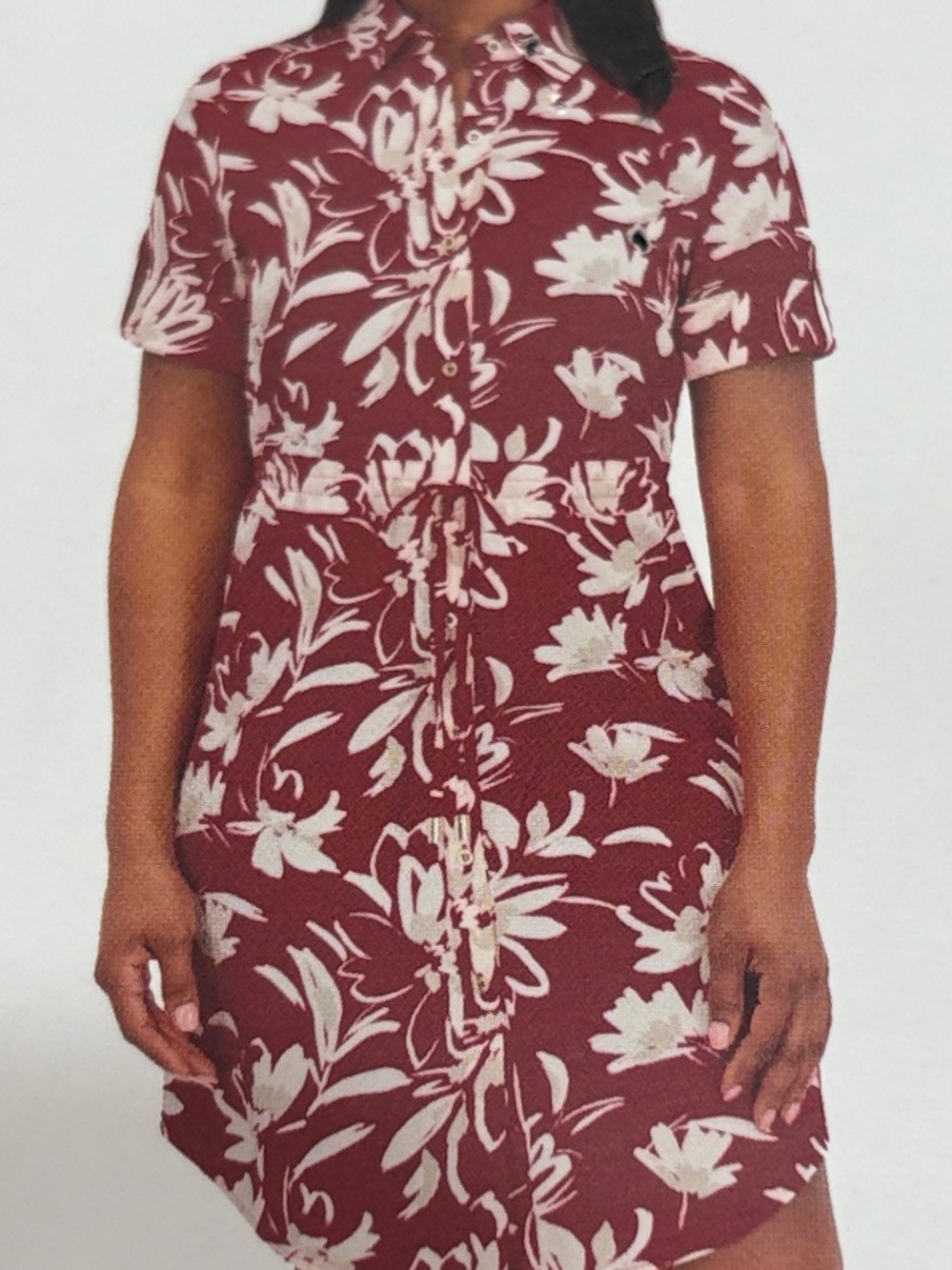 NWT- Floral Button-Front Shirt Dress in Pink